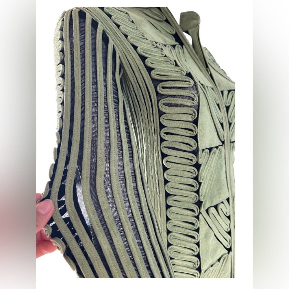 ANDREA ROSATI Green Blazer with Geometric Details - Picture 4 of 11